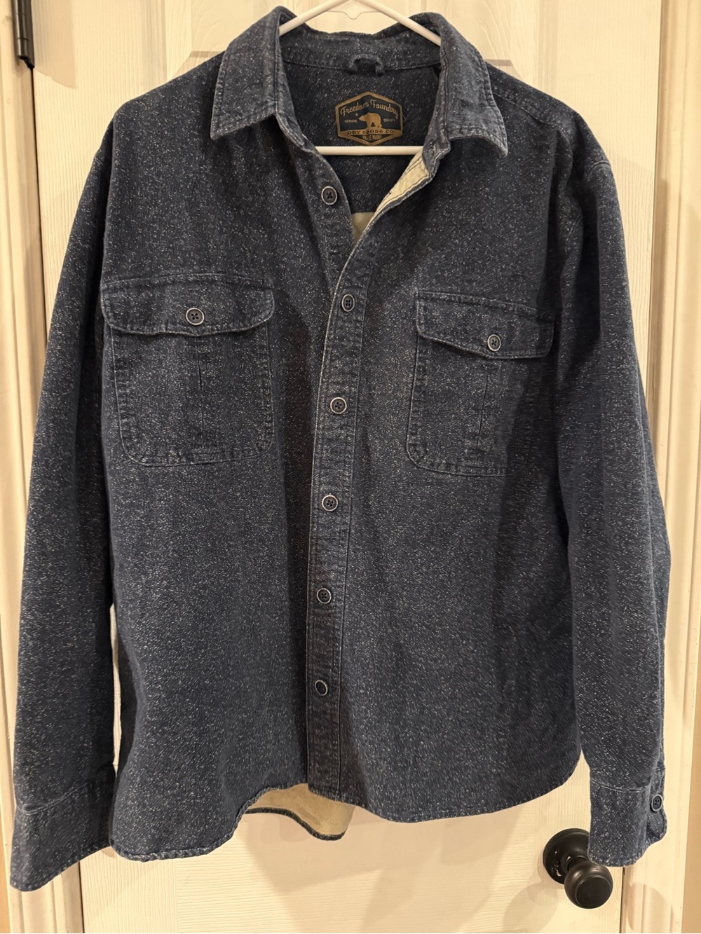 Men's Navy Speckle Shirt Jacket with Dual Chest Pockets